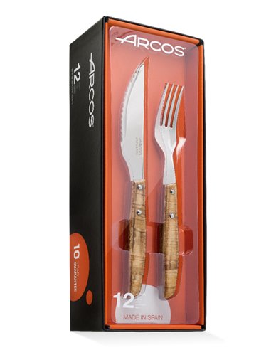 ARCOS 6 TENEDOR Y 6 CUCHILLO 12 U. CHULETERO M/ MADERA372200