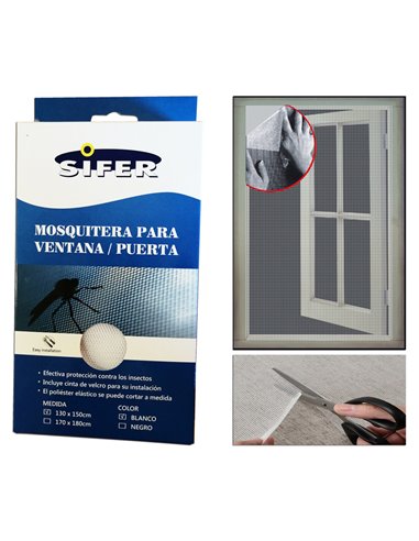 SIFER TELA/MALLA MOSQUITERA FIBRA+VELCRO ADHESIV BLANC 130X150CM