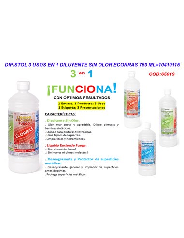 DIPISTOL 3 USOS EN 1 DILUYENTE SIN OLOR ECORRAS 750 ML10410115