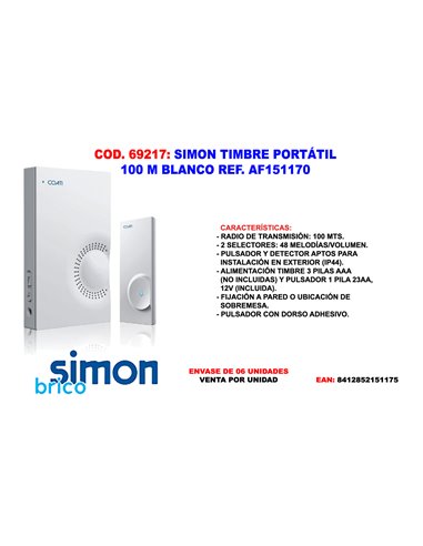 SIMON TIMBRE PORTATIL 100 M BLANCO AF151170