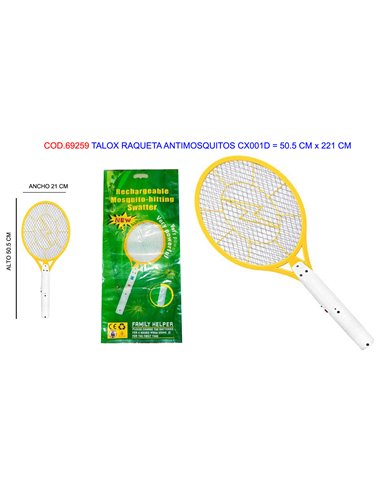 TALOX RAQUETA ANTIMOSQUITOS 6W CX001D  50.5 CM x 221 CM