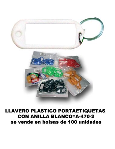 LLAVERO PLASTICO PORTAETIQUETAS 20x55MM+ANILLA BLANCOA-470-2