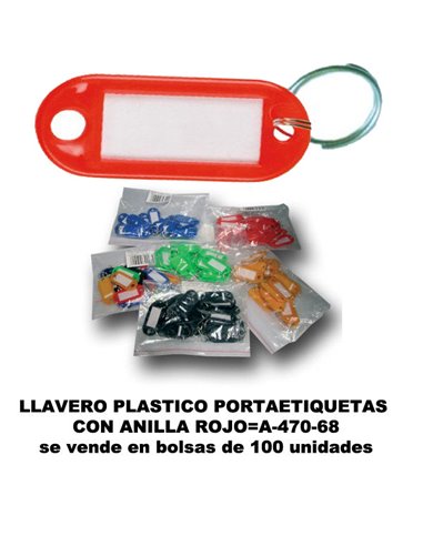 LLAVERO PLASTICO PORTAETIQUETAS 20x55MM+ANILLA ROJOA-470-68