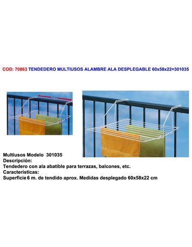 TENDEDERO MULTIUSOS ALAMBRE ALA DESPLEGABLE 60x58x22301035