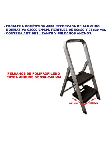 ESCALERAS ALUMINIO REFORZ.SIFER 4000  2 PELD.ANCHOS 03000 EN131