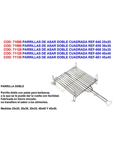 PARRILLAS DE ASAR DOBLE CUADRADA REF-661 45x45