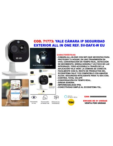 YALE CAMARA IP SEGURIDAD EXTERIOR ALL IN ONE SV-DAFX-W EU