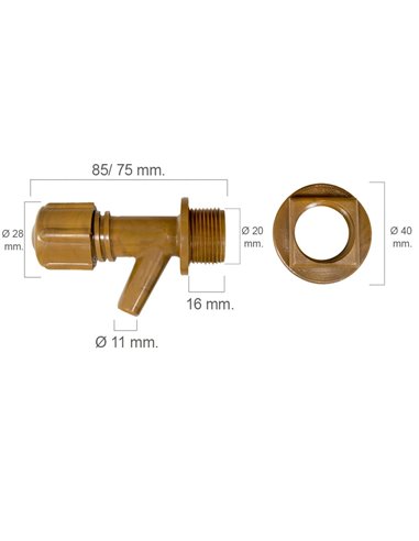 GRIFOS PLASTICO BIDON 1/2 CON TUERCA REF-MINIATURA400106 