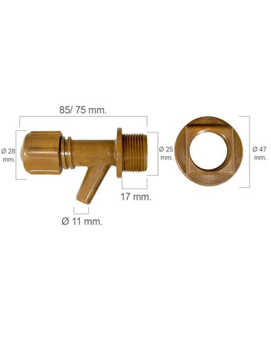 GRIFOS PLASTICO BIDON 3/4 CON TUERCA REF-MINIATURA400148 