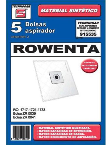 BOLSA ASPIRADOR PACK 5 UDS. ROWENTA 915535