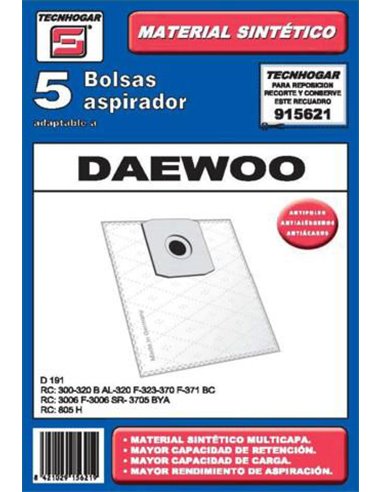 BOLSA ASPIRADOR PACK 5 UDS. DAEWO 915621