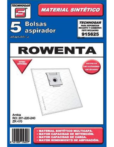 BOLSA ASPIRADOR PACK 5 UDS. ROWENTA 915625