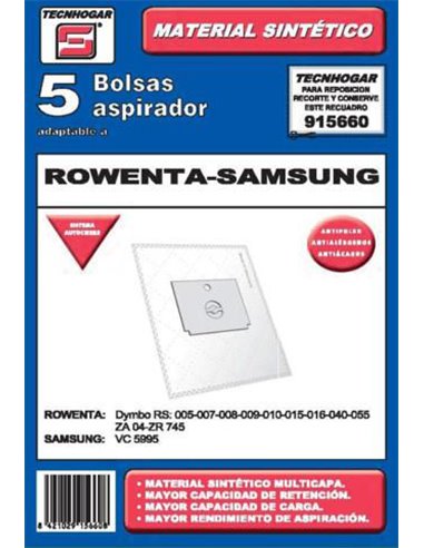 BOLSA ASPIRADOR PACK 5 UDS. ROWENTA-SAMSUNG 915660