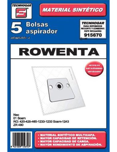 BOLSA ASPIRADOR PACK 5 UDS. ROWENTA 915670