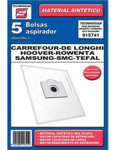 BOLSA ASPIRADOR PACK 5 UDS. HOOVER-ROWENTA-SAMSUNG 915741