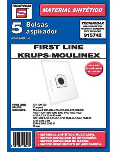 BOLSA ASPIRADOR PACK 5 UDS. MOULINEX 915742