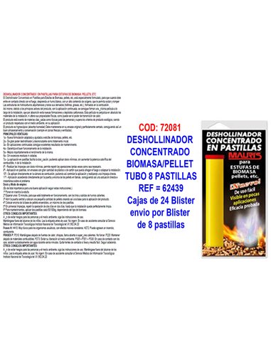 MAURIS DESHOLLINADOR CONCENT.BIOMASA/PELLET TUBO 8 PASTILL62439