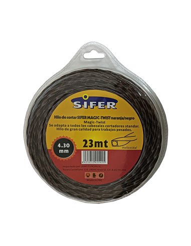 SIFER HILO DESBROZADORA NARANJA/NEGRO SILENCIO.HELICO.4,3MMx23 M