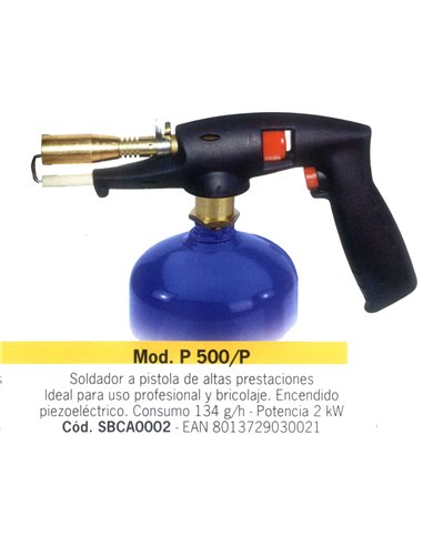 BUTSIR SOPLETE SOLDADOR PISTOLA P-500 CON PIEZO CAMPINGSBCA0002