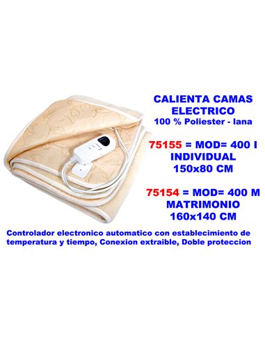 HJM CALIENTA CAMAS ELECT.MATRIMONIO 120 W400-M160x140 CM