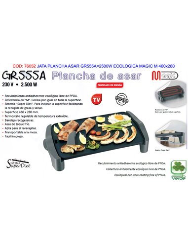 JATA PLANCHA ASAR GR555A2500W ECOLOGICA MAGIC M 460x280