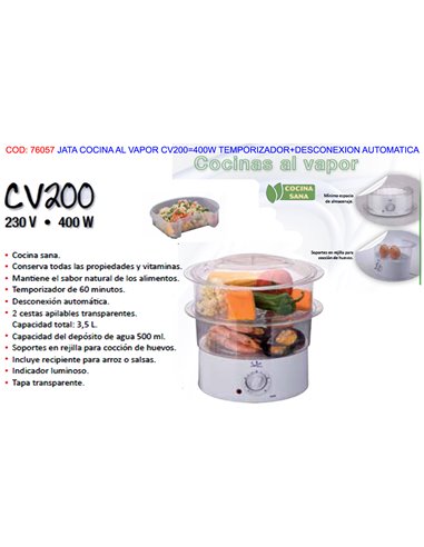 JATA COCINA AL VAPOR CV200400W TEMPORIZADOR+DESCONEXION AUTOMA