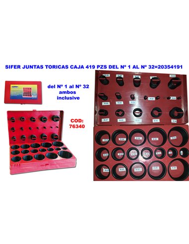 SIFER JUNTAS TORICAS CAJA 419 PZS DEL N� 1 AL N� 3220354191 