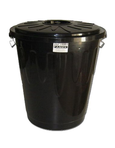 CUBO BASURA BIN NEGRO 100 LITROS PLASTICO CON TAPAPAMEX