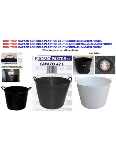 CAPAZO AGRICOLA PLASTICO 42 LT NEGRO 45x34x34CM 