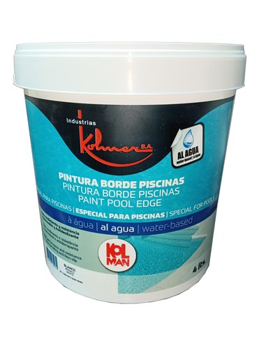 KOLMAN PINTURA BORDE PISCINA ANTIDESLIZANT AGUA 4L. BLANCO MATE 