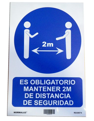 NORMALUZ SE�AL 29,5X20 "OBLIGATORIO DISTANCIA 2 M"  RD20074