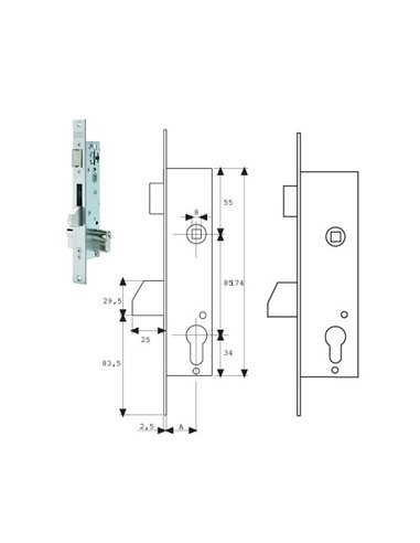 TESA CERRADURA 421028AI INOX S/CILINDRO