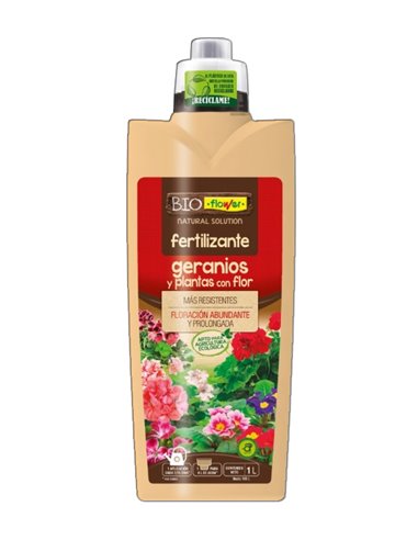 FLOWER FERTILIZANTE GERANIOS Y PLANTA FLOR 1 L ECOLOGICO 70653