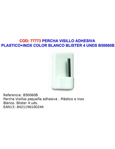 BRINOX PERCHA VISILLO ADHES.PLAST+INOX/BLANCO BLIS-4 UNDB50060B