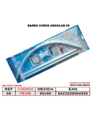 CORTINA BA�O BARRA CURVA ANGULAR 90 x 90 BLANCA 55.22.17.05.090