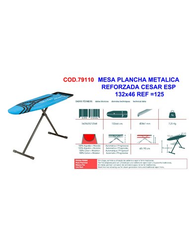 MESA PLANCHA METALICA REFORZADA CESAR ESP132x45125