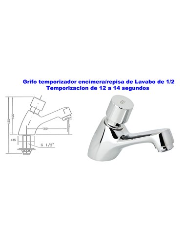 GENEBRE GRIFO TEMPORIZADOR LAVABO REPISA 1/2 1160 04