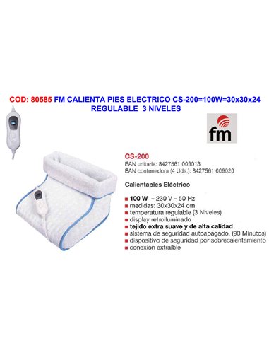 FM CALIENTA PIES ELECTRICO CS-200100W30x30x24 REGULA.3 NIVELES