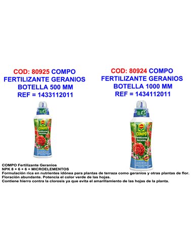 COMPO FERTILIZANTE GERANIOS   500 ML1/21433112011