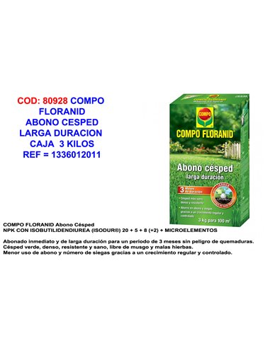 COMPO FLORANID ABONO CESPED LARGA DURACION 3 KG1336012011