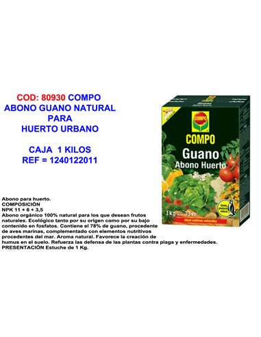 COMPO ABONO GUANO NATURAL PARA HUERTO URBANO 1 K1240122011