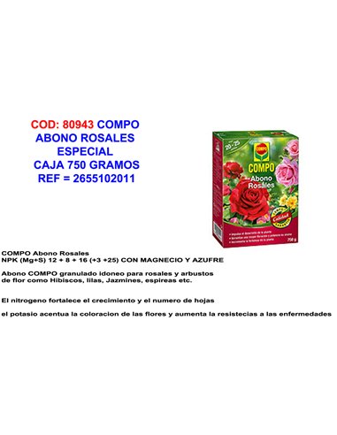 COMPO ABONO ROSALES 750 GR2655102011