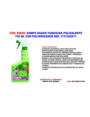 COMPO DUAXO FUNGICIDA POLI. 750 ML. CON PULVERIZADOR 1731302011