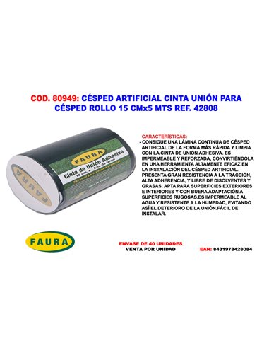 CESPED ARTIFICIAL CINTA UNION ADHESIV 1 CARA ROLLO 15CMX5M42808