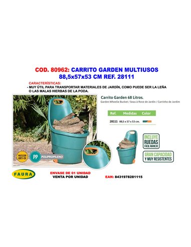 CARRITO GARDEN MULTIUSOS (88.5 X 57 X 53 ) 28111