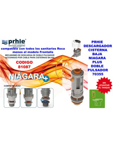 PRHIE DESCARGADOR CISTERNA BAJA NIAGARA CABLE DOBLEPULSADO70355