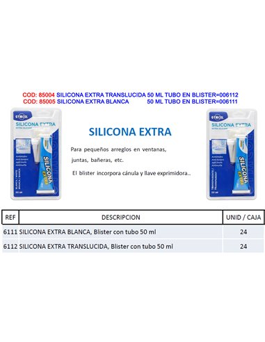 SILICONA EXTRA TRANSLUCIDA 50 ML TUBO EN BLISTER006112