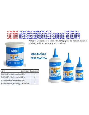 COLA BLANCA MADERBOND+CANULA (BIBERON)   125 GR005128