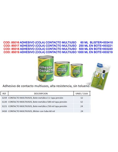 ADHESIVO (COLA) CONTACTO MULTIUSO   250 ML EN BOTE003221