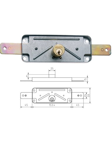 MCM CERRADURA SOBREPONER METALICA 1511AV 10  PERSIANA ZINCADA